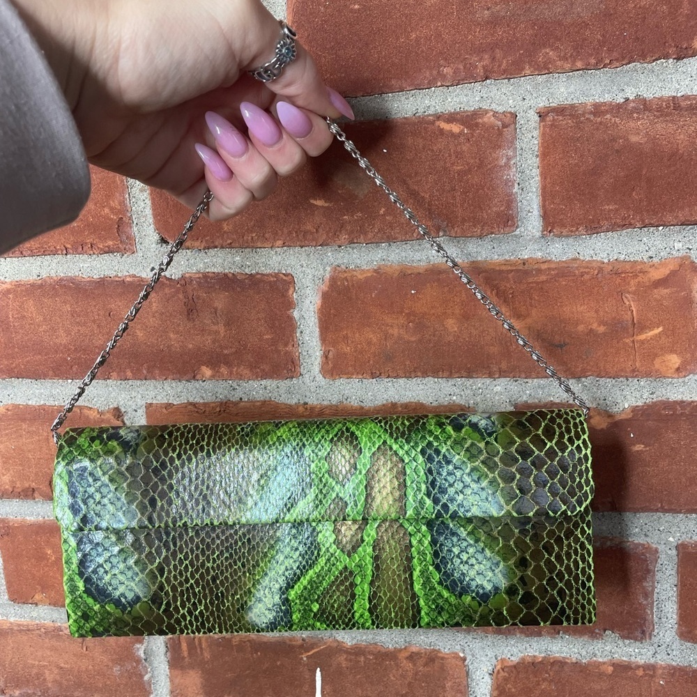 Vintage 90's green snake skin bag - Picture 4 of 12